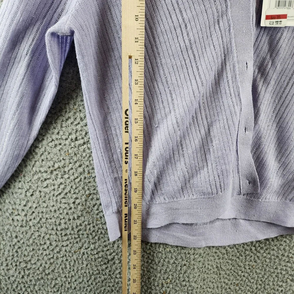 Theory Cropped Cardigan Women's S Soft Iris V-Neck Linen Blend Button Front L/S - Picture 9 of 14